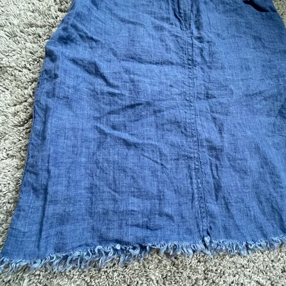J.McLaughlin Blue Linen Skirt w/ Frayed hem size 2 - Picture 3 of 6